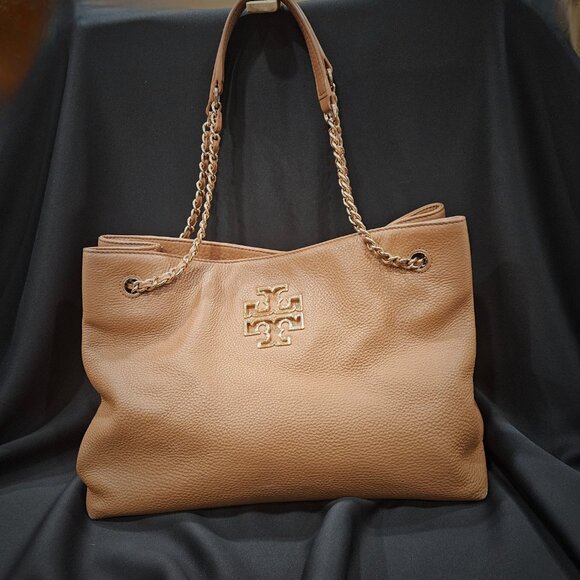 TORY BURCH Britten Tiramisu Leather Convertible Shoulder/Crossbody Bag - Picture 2 of 15